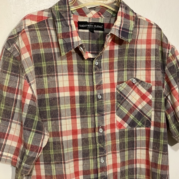 Sunday Work Clothes NYC XL plaid shirt - Picture 2 of 5